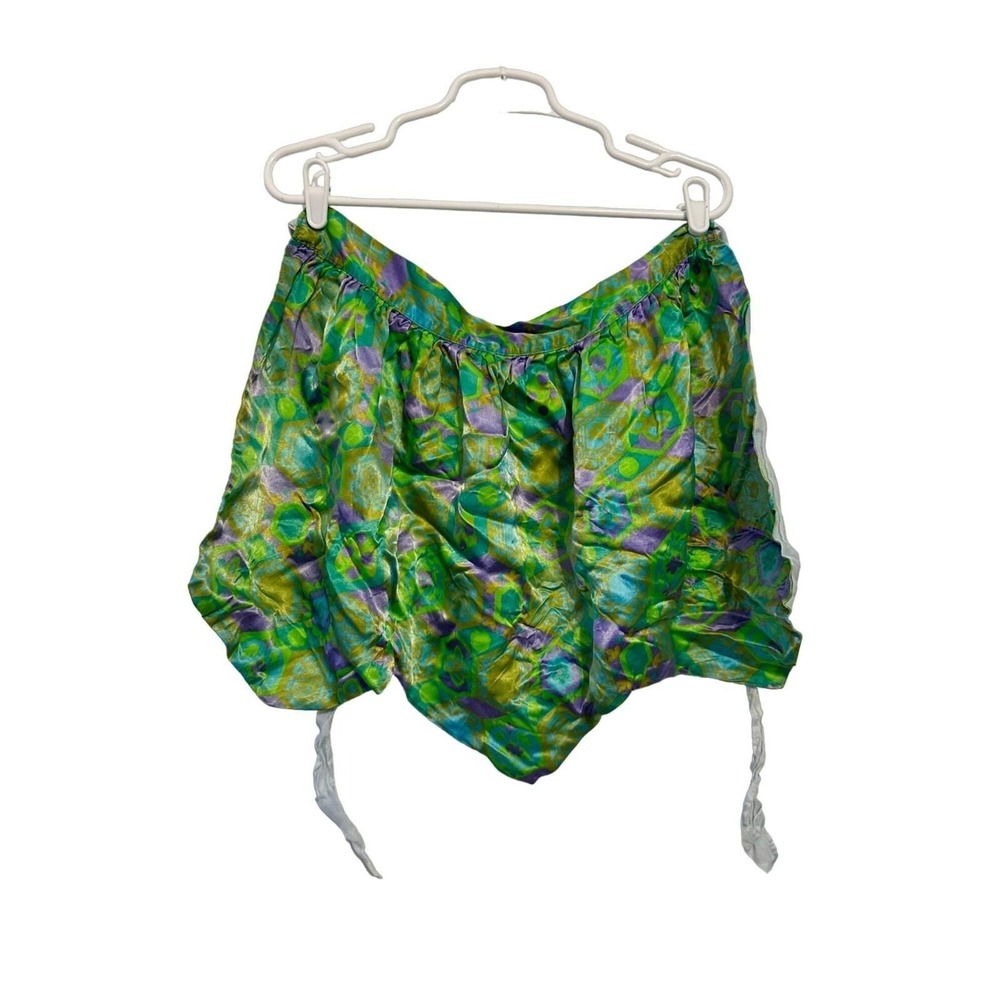 Vintage shiny green and purple 70s psychedelic‎ print apron